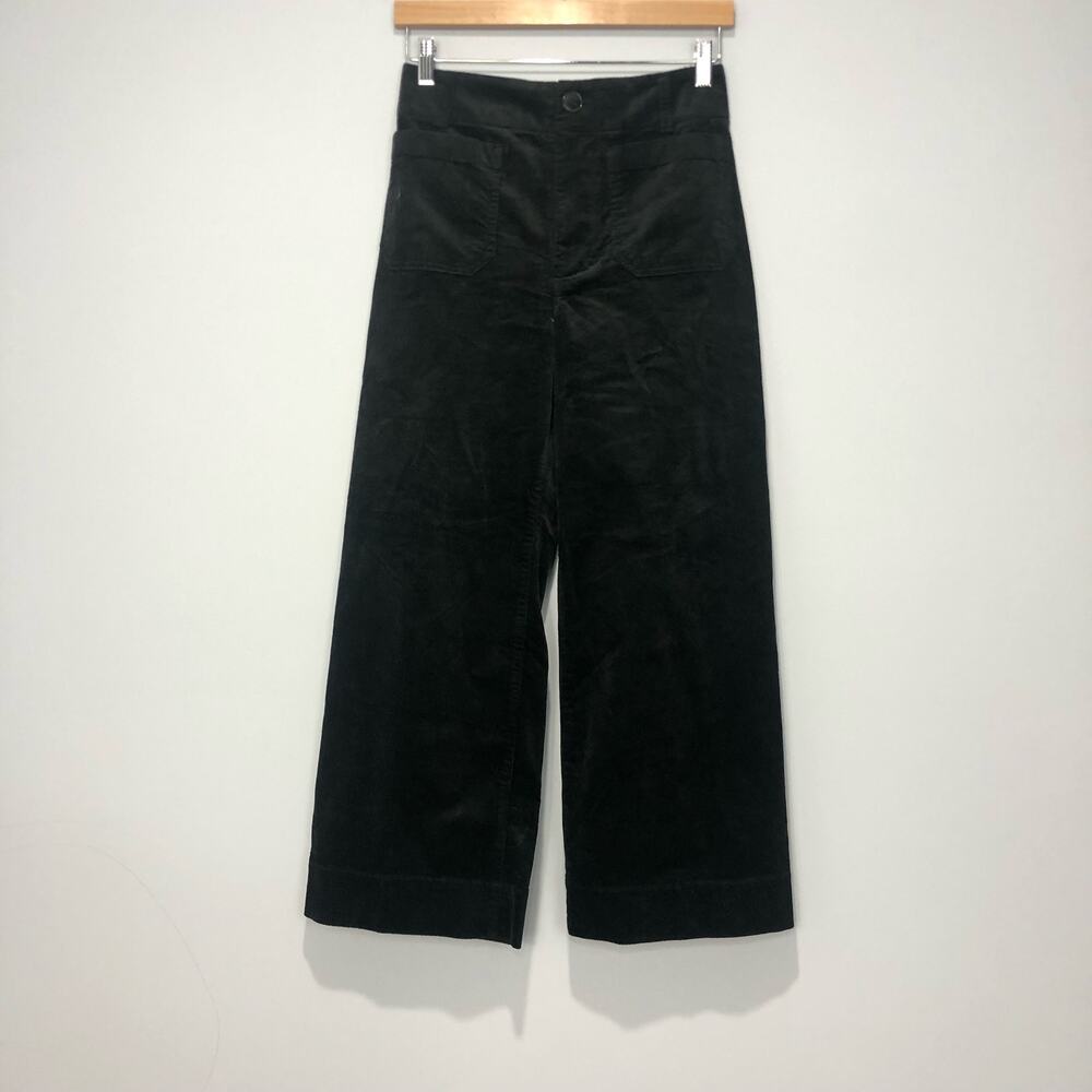 NEW Anthropologie Maeve The Colette Cropped Wide-Leg Corduroy Pants Black 32